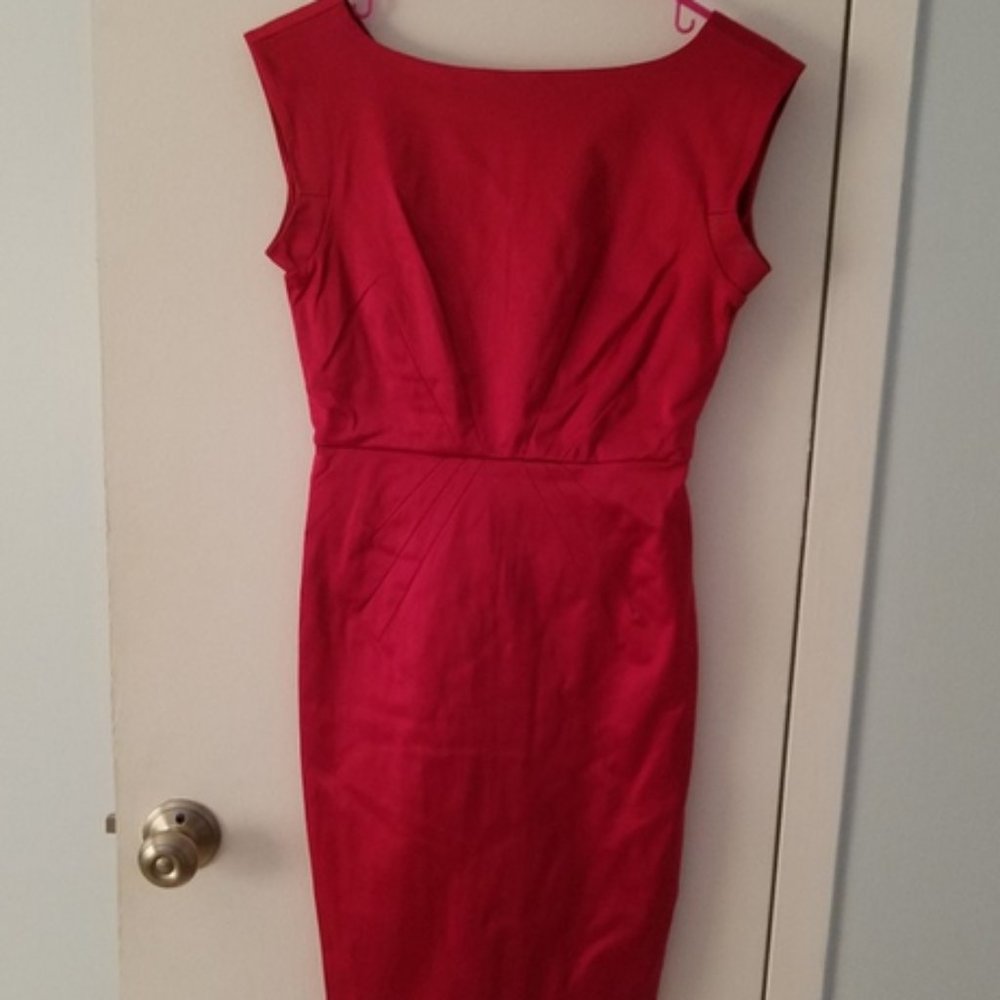 Calvin Klein Red Satin Sheath Dress